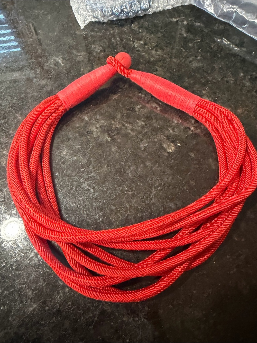 Vibrant Red Multi-Strand Rope Necklace with Knot Closure